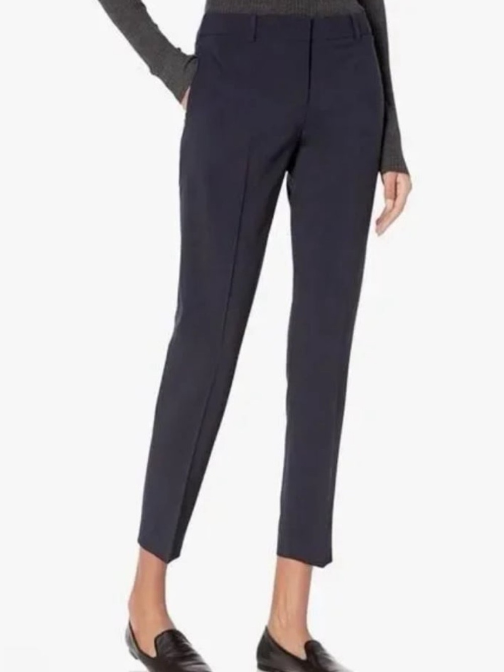 NWT Theory Testra Deep Navy Wool Blend Ankle Quiet Luxury Cigarette Pant,Size 10